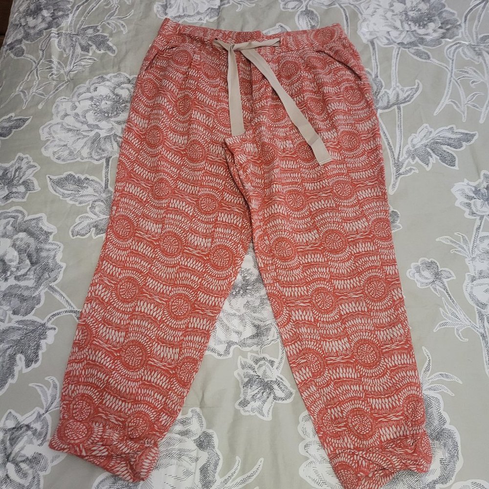 Free People Orange & Beige Harem Pants Size 8 EUC